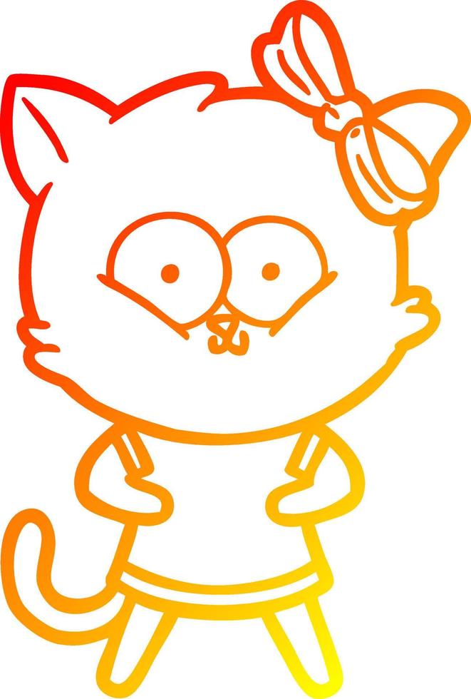 gato de dibujos animados de dibujo de línea de gradiente cálido vector