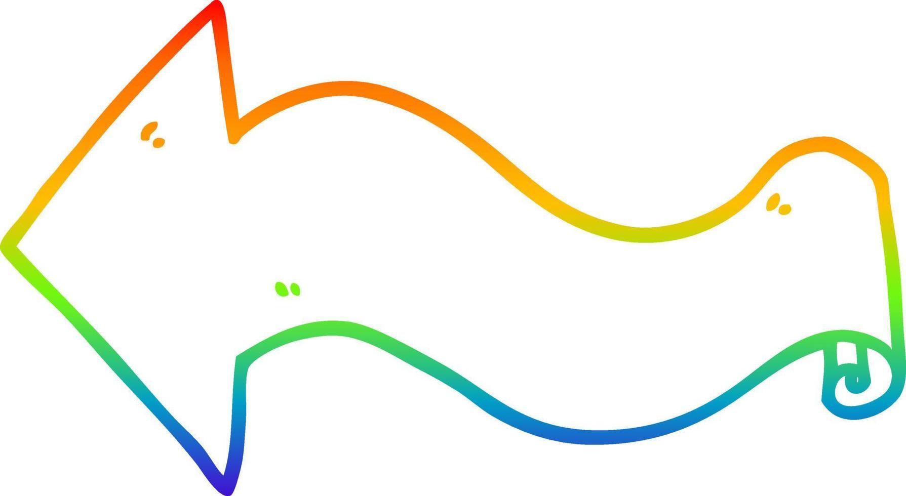 rainbow gradient line drawing cartoon arrow vector