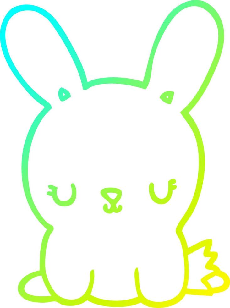 cold gradient line drawing cute cartoon rabbit vector