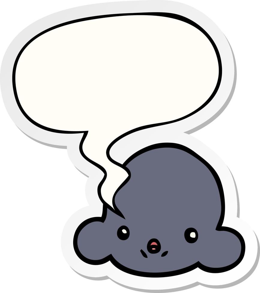 cartoon cloud and speech bubble sticker vector