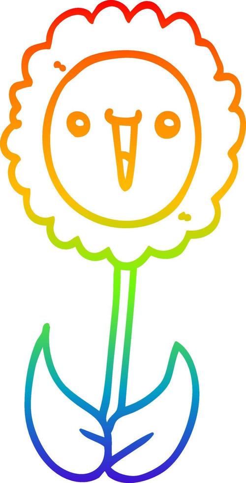 rainbow gradient line drawing cartoon flower vector