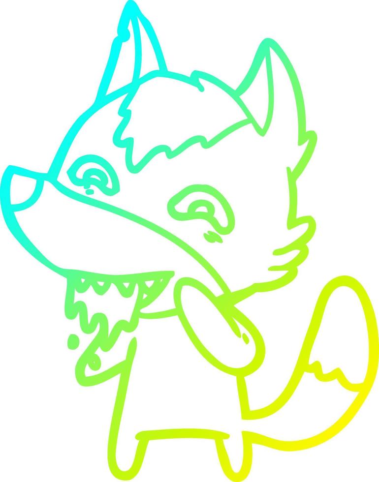 cold gradient line drawing cartoon hungry wolf vector