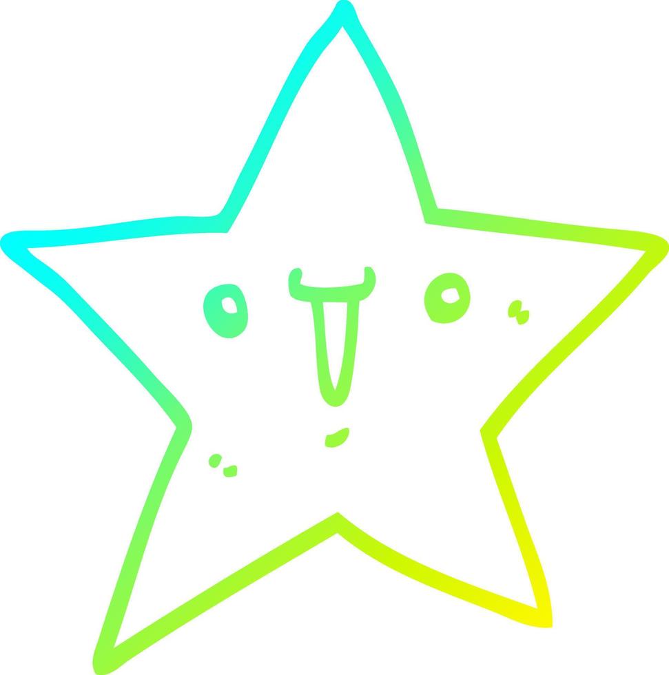 cold gradient line drawing cute cartoon star vector