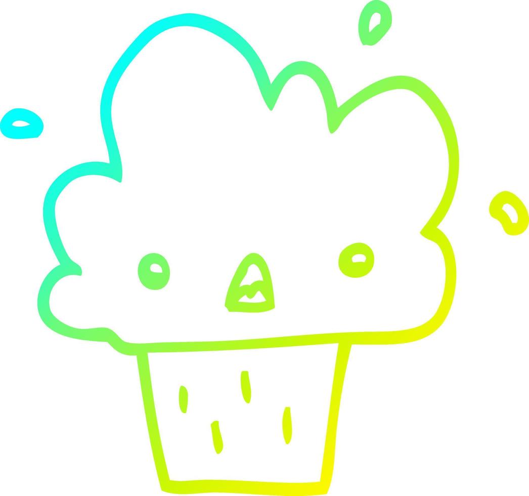 cold gradient line drawing cartoon cupcake vector