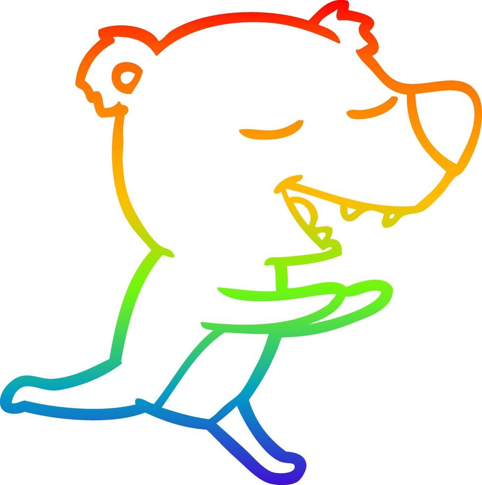 rainbow gradient line drawing cartoon bear vector