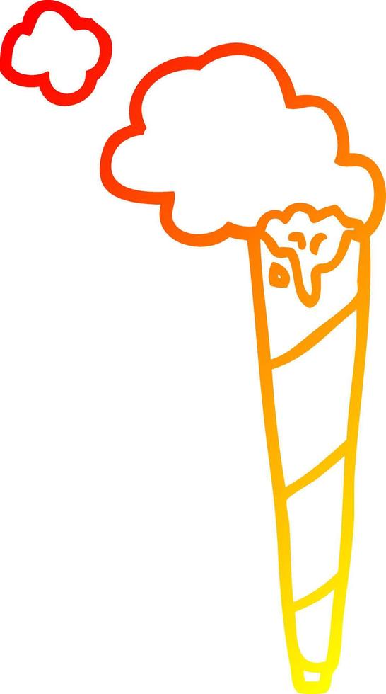 warm gradient line drawing cartoon rolled cigarette vector