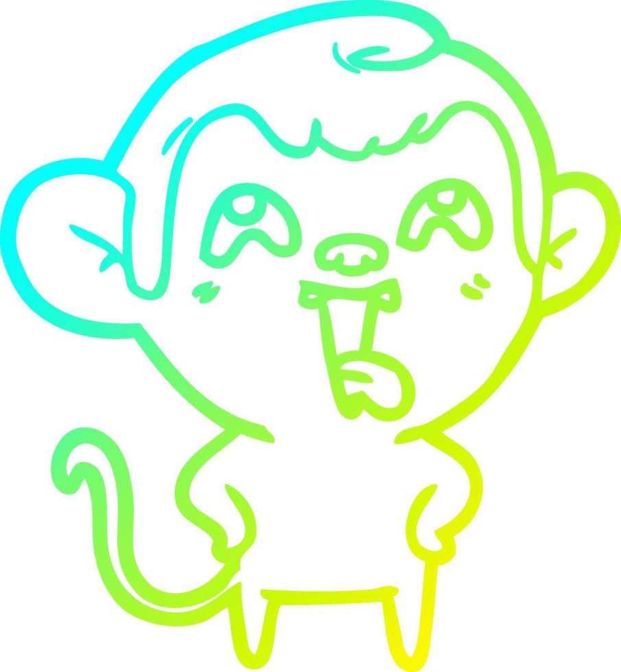 cold gradient line drawing crazy cartoon monkey vector