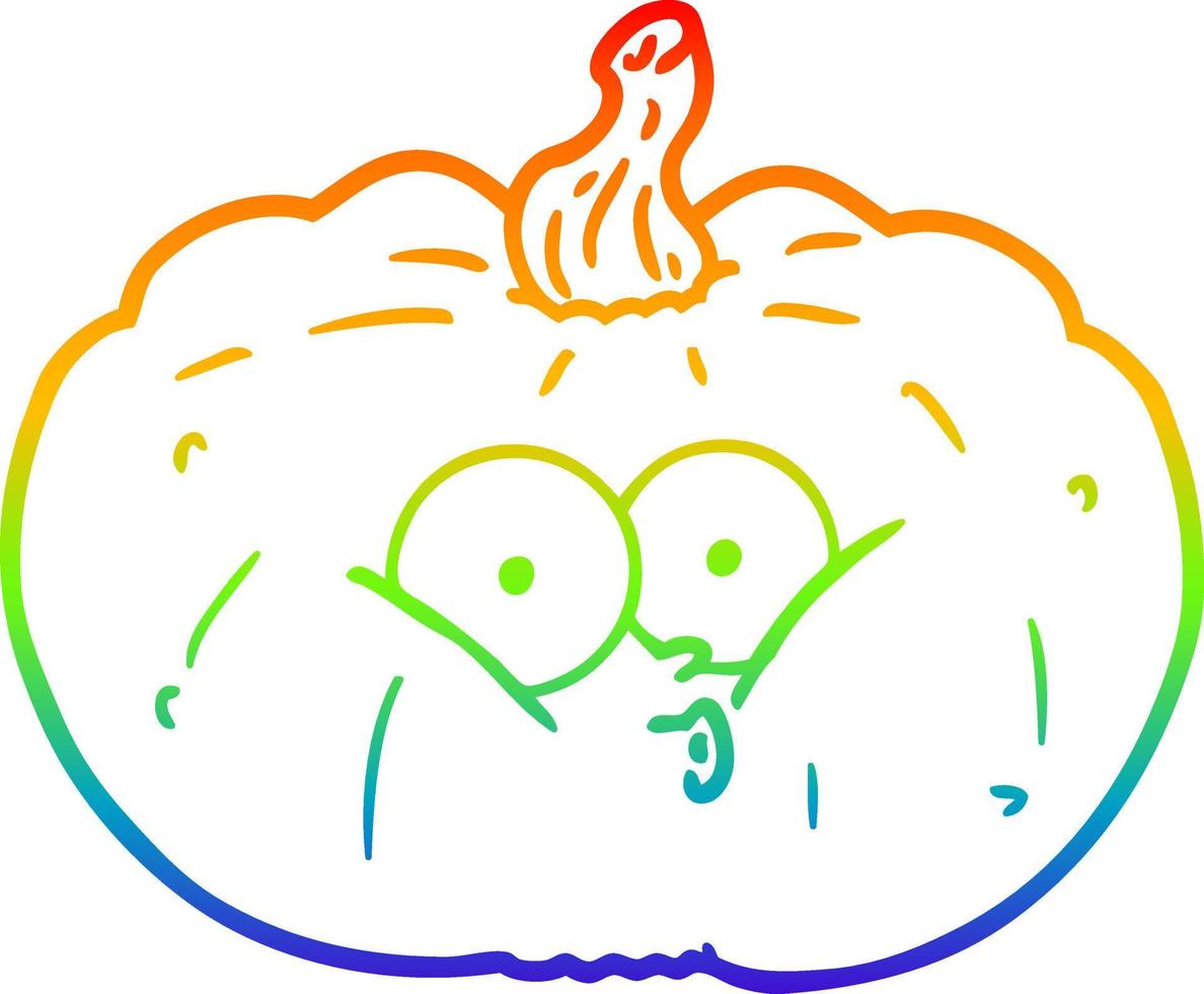 rainbow gradient line drawing cartoon pumpkin vector