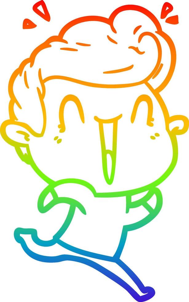 rainbow gradient line drawing cartoon excited man vector