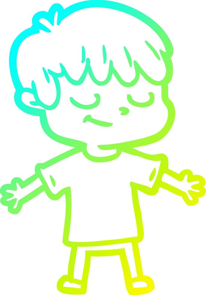cold gradient line drawing cartoon happy boy vector
