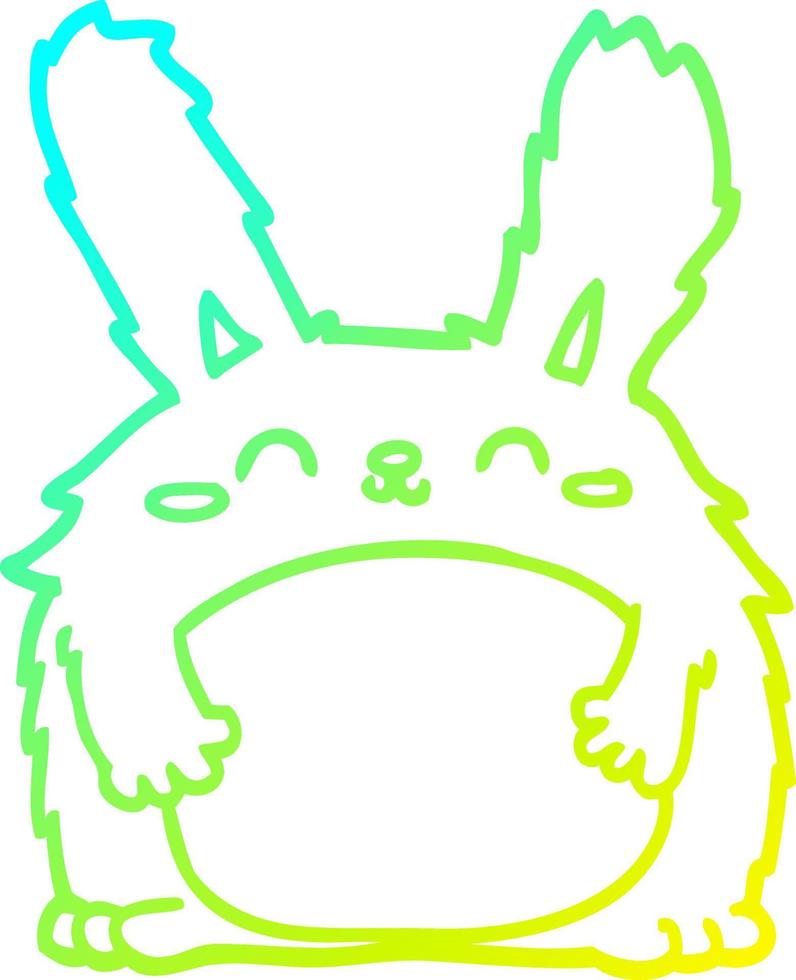 cold gradient line drawing cartoon furry rabbit vector