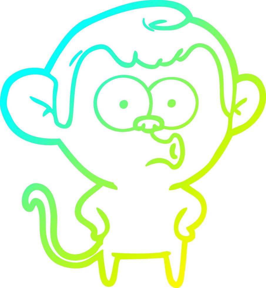 cold gradient line drawing cartoon surprised monkey vector