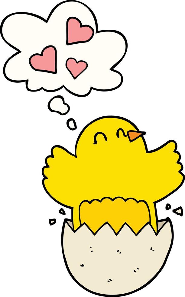 cute hatching chick cartoon and thought bubble vector
