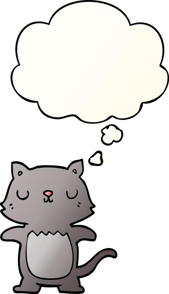 cartoon cat and thought bubble in smooth gradient style vector