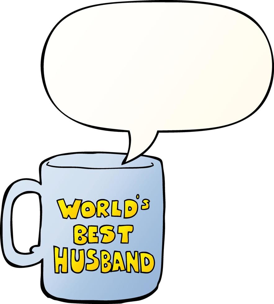 worlds best husband mug and speech bubble in smooth gradient style vector