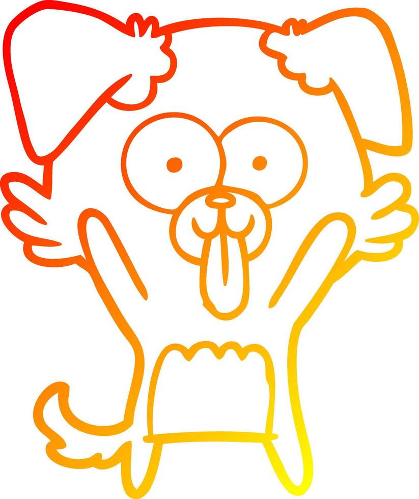 warm gradient line drawing cartoon dog with tongue sticking out vector