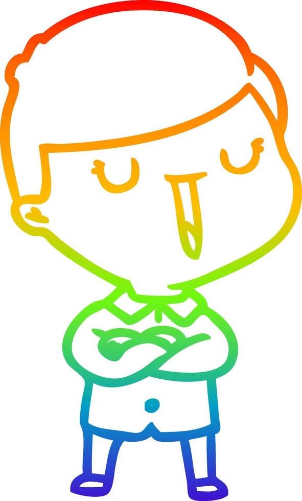 rainbow gradient line drawing cartoon happy boy vector