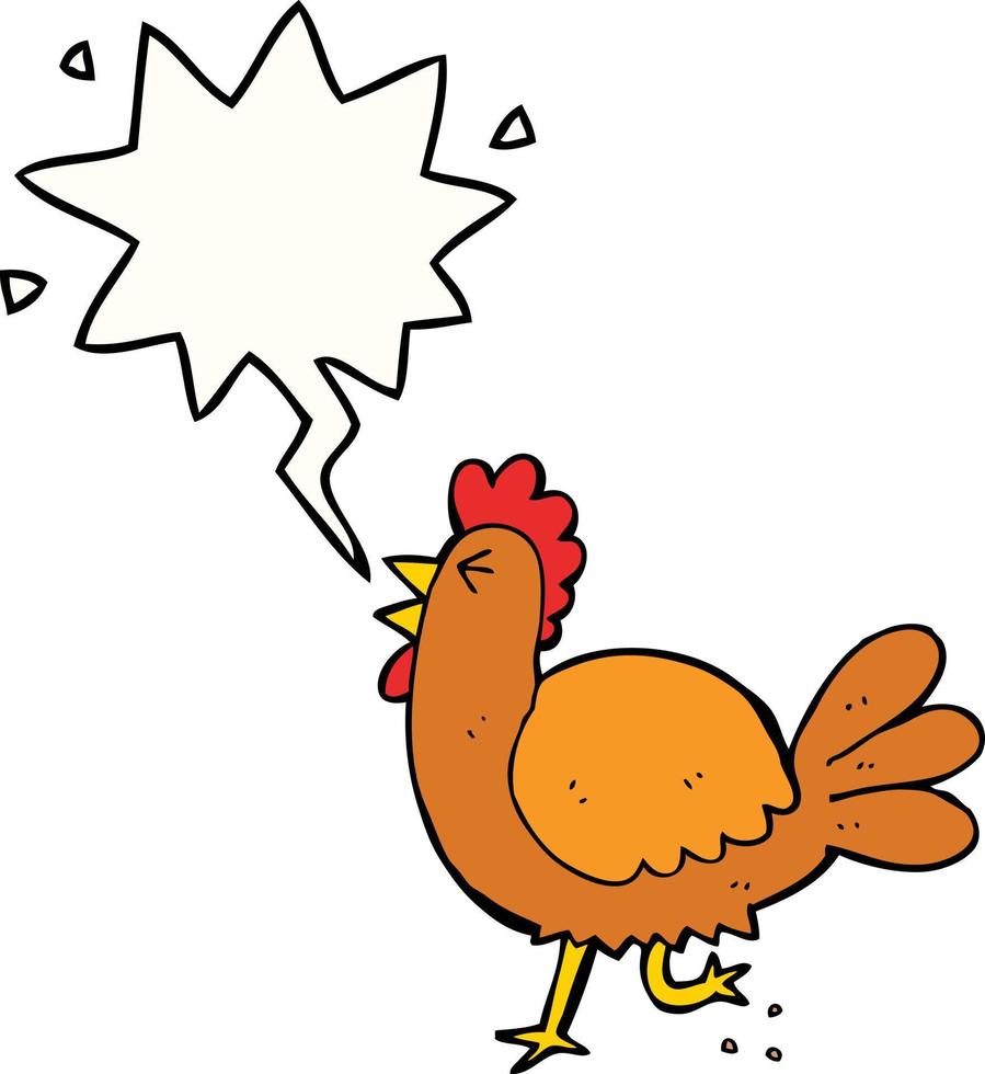 cartoon rooster and speech bubble vector