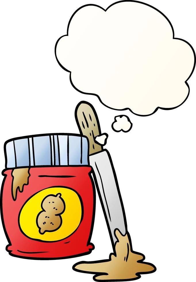 cartoon peanut butter and thought bubble in smooth gradient style vector