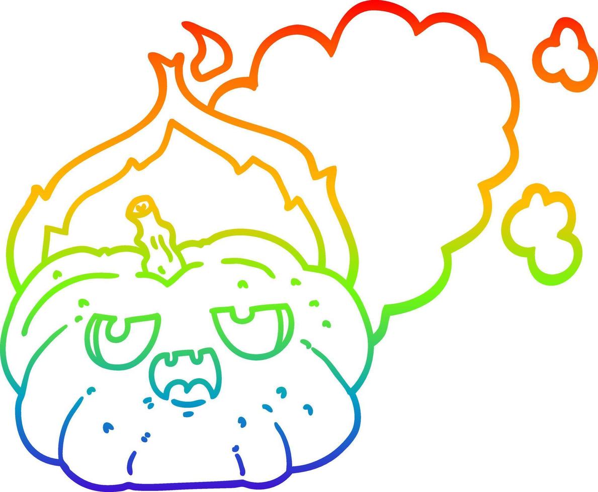 dibujo de línea de gradiente de arco iris dibujos animados llamas calabaza de halloween vector