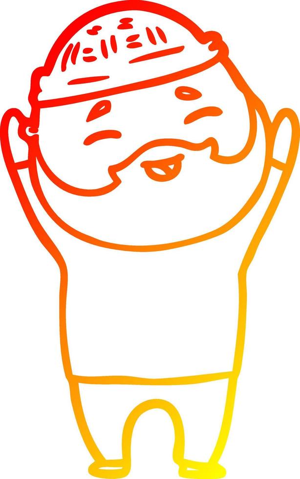 warm gradient line drawing cartoon happy bearded man vector