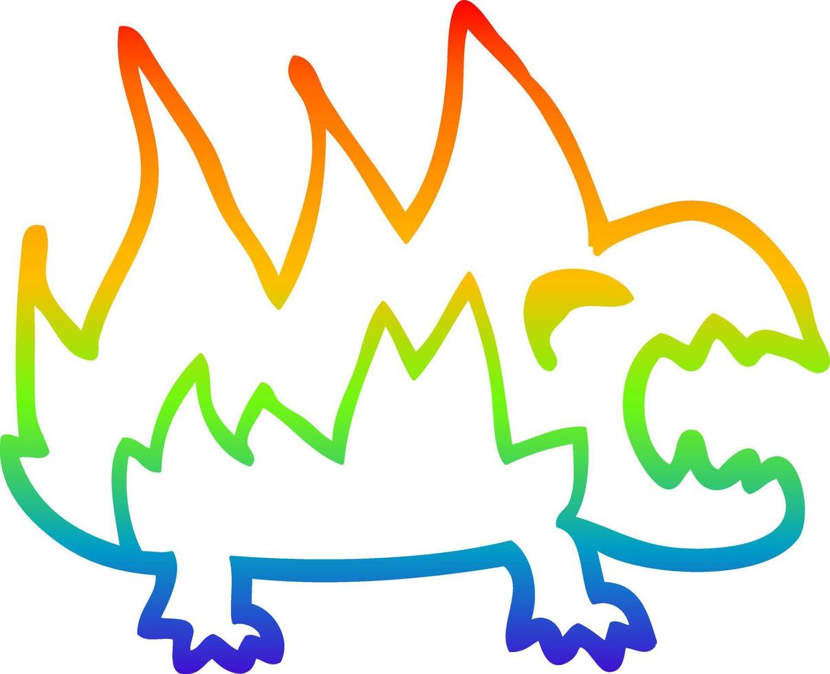 arco iris gradiente línea dibujo dibujos animados fuego demonio vector