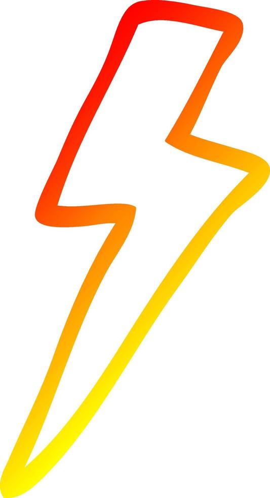 warm gradient line drawing cartoon lightning bolt vector