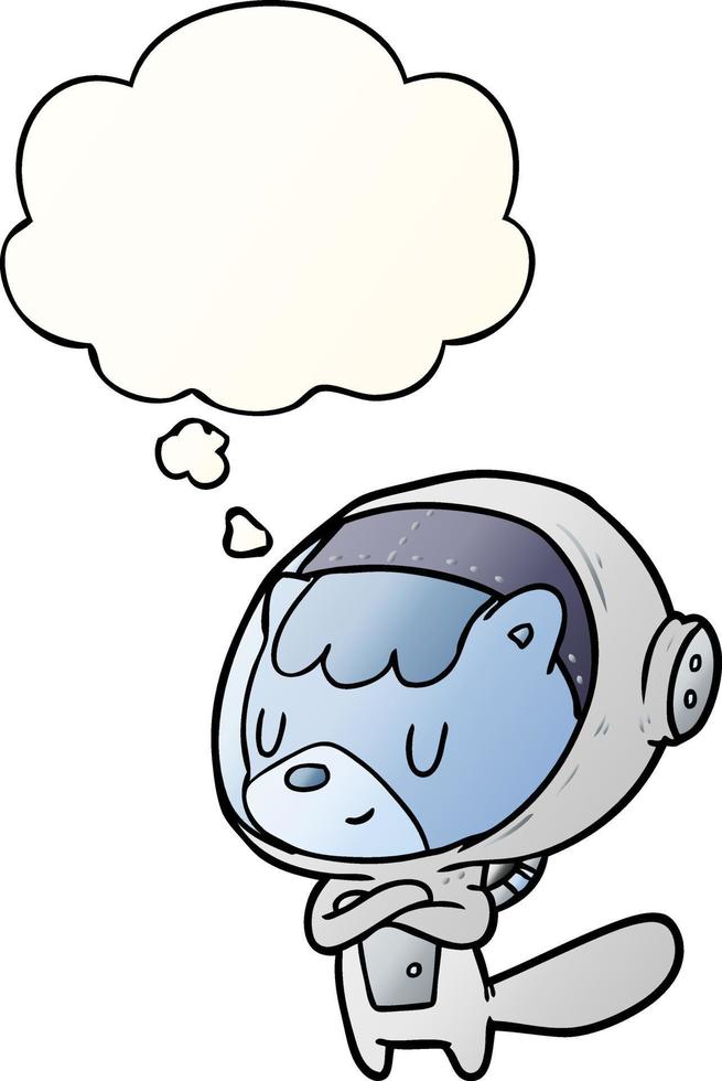 cartoon astronaut animal and thought bubble in smooth gradient style vector