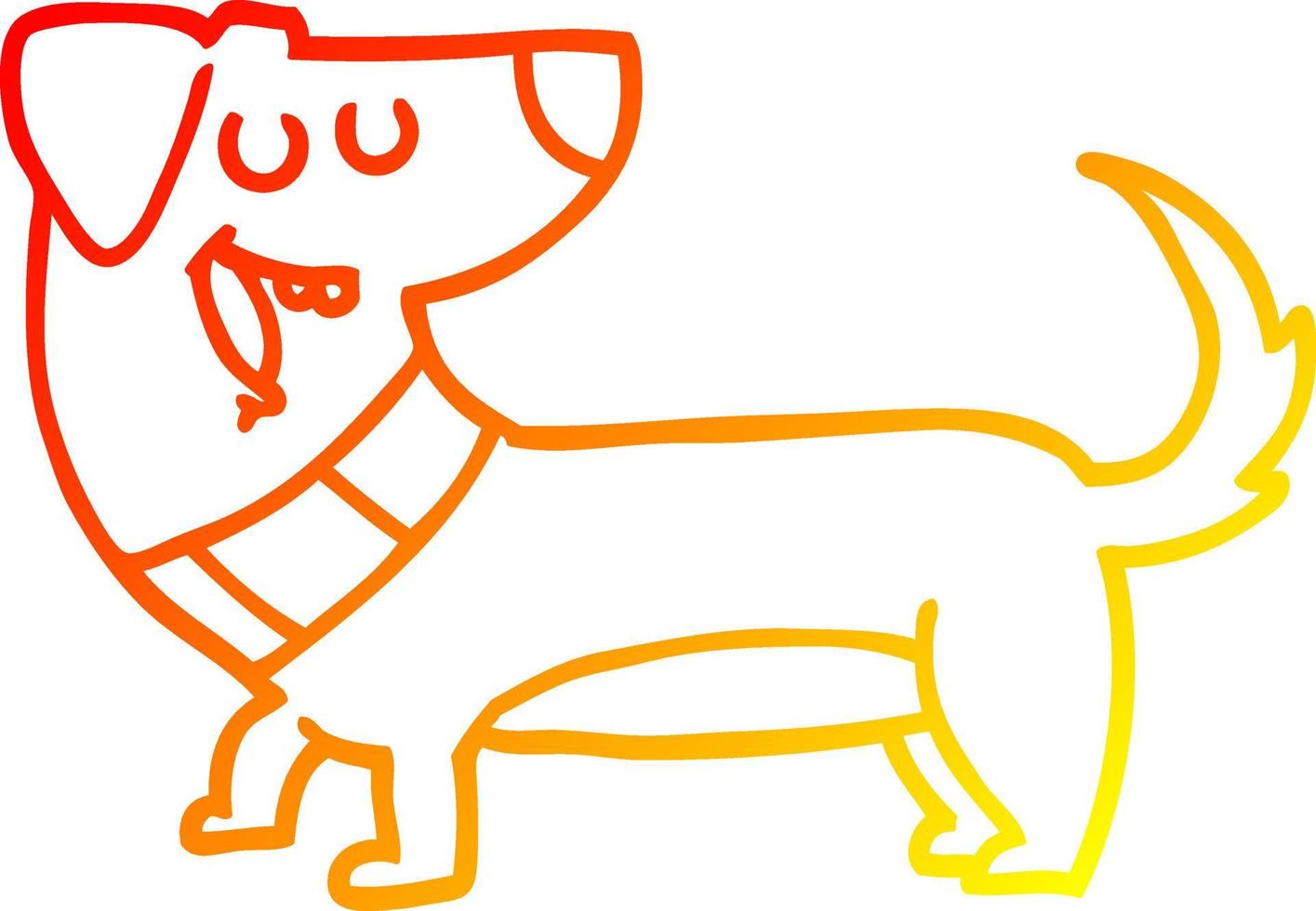 warm gradient line drawing cartoon dog vector