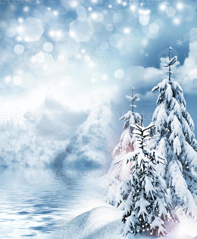 winter Landscape. Christmas card. photo