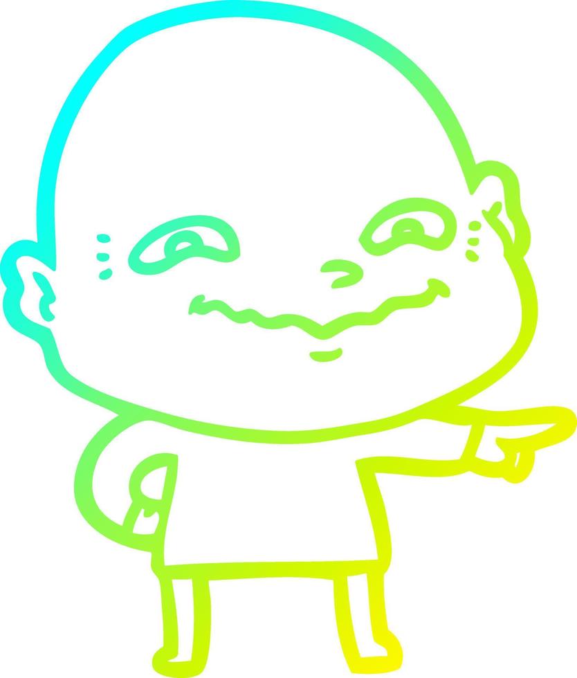 cold gradient line drawing cartoon creepy guy vector