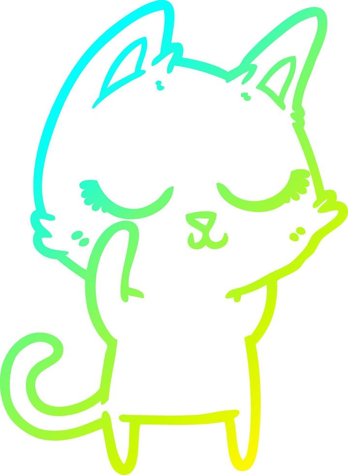 cold gradient line drawing calm cartoon cat vector