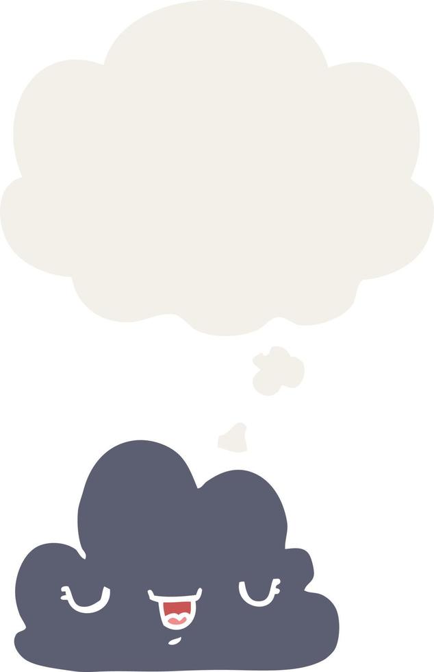 cute cartoon cloud and thought bubble in retro style vector