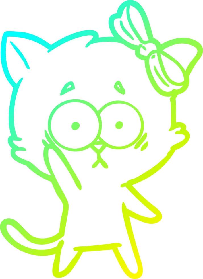 cold gradient line drawing cartoon cat vector