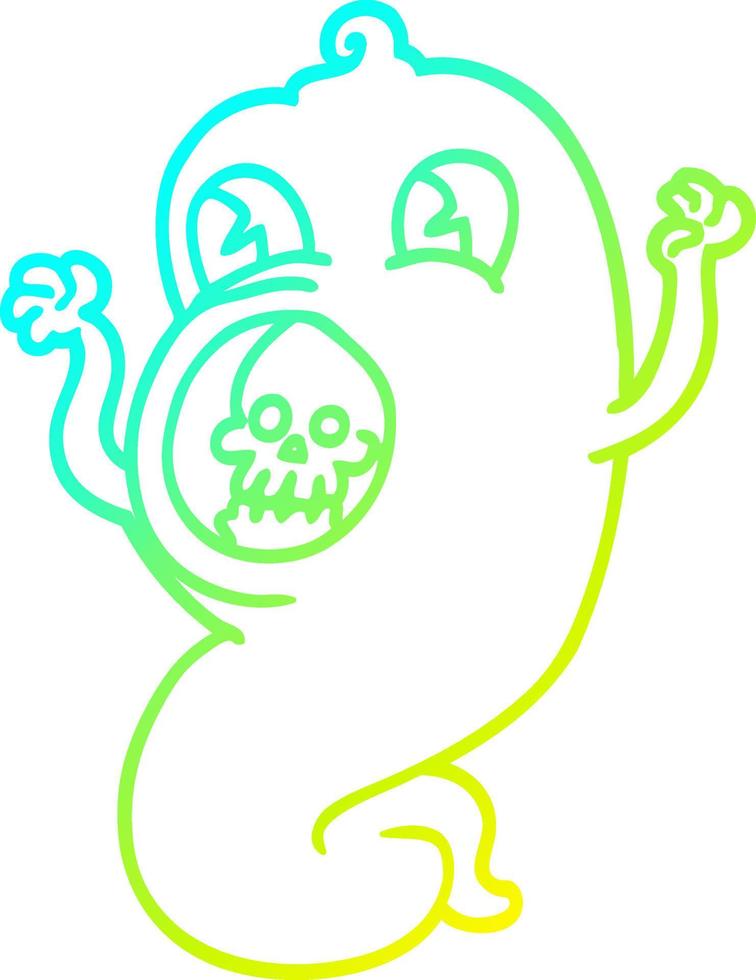 cold gradient line drawing spooky cartoon ghost vector