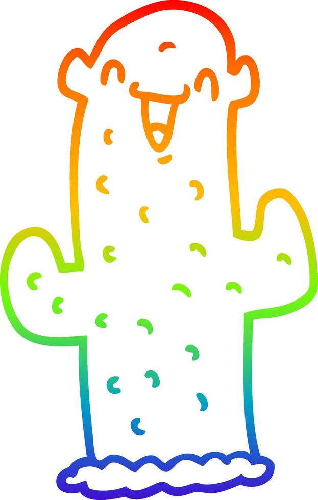 arco iris gradiente línea dibujo dibujos animados cactus vector