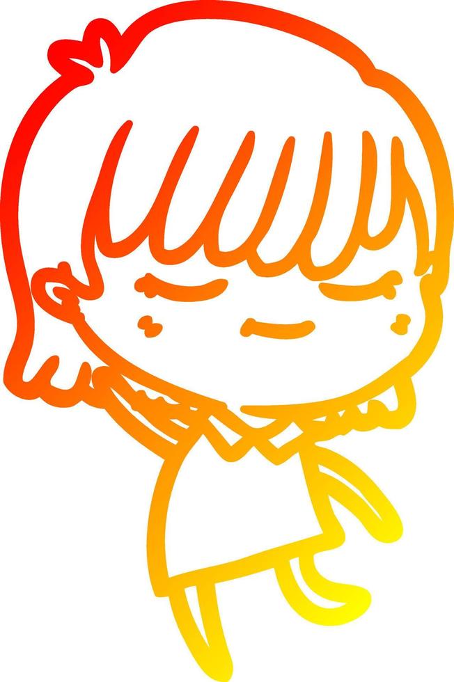 warm gradient line drawing cartoon woman vector