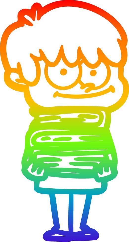 rainbow gradient line drawing happy cartoon man vector