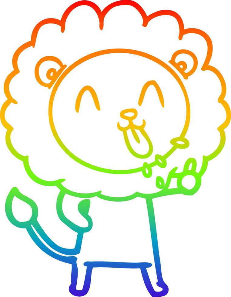 rainbow gradient line drawing happy cartoon lion vector