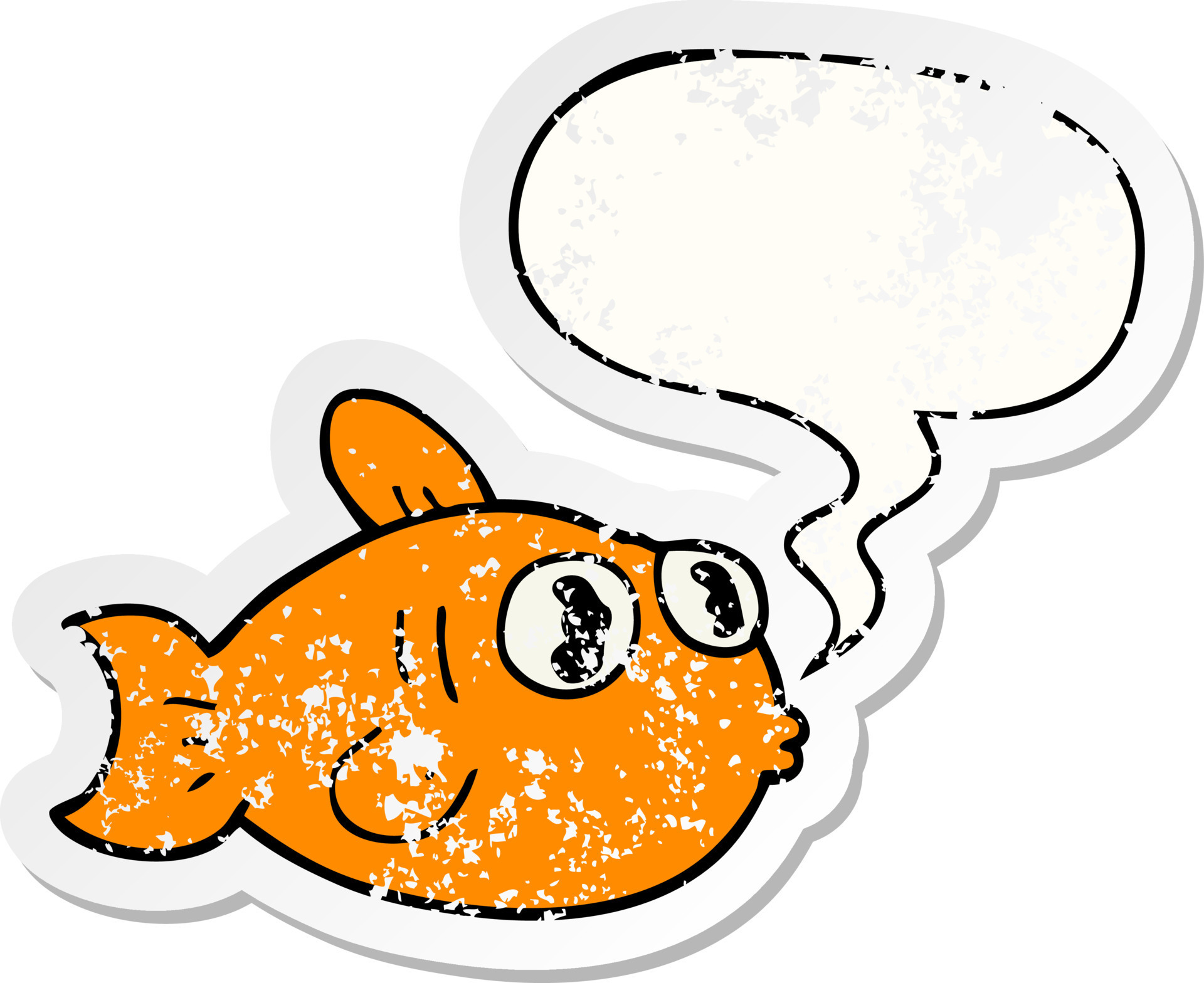 cartoon fish and speech bubble distressed sticker 10024356 Vector Art at  Vecteezy