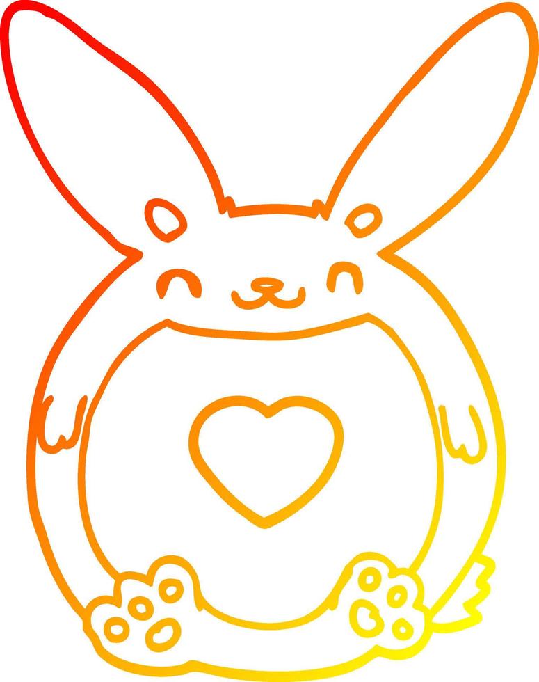 warm gradient line drawing cartoon rabbit with love heart vector