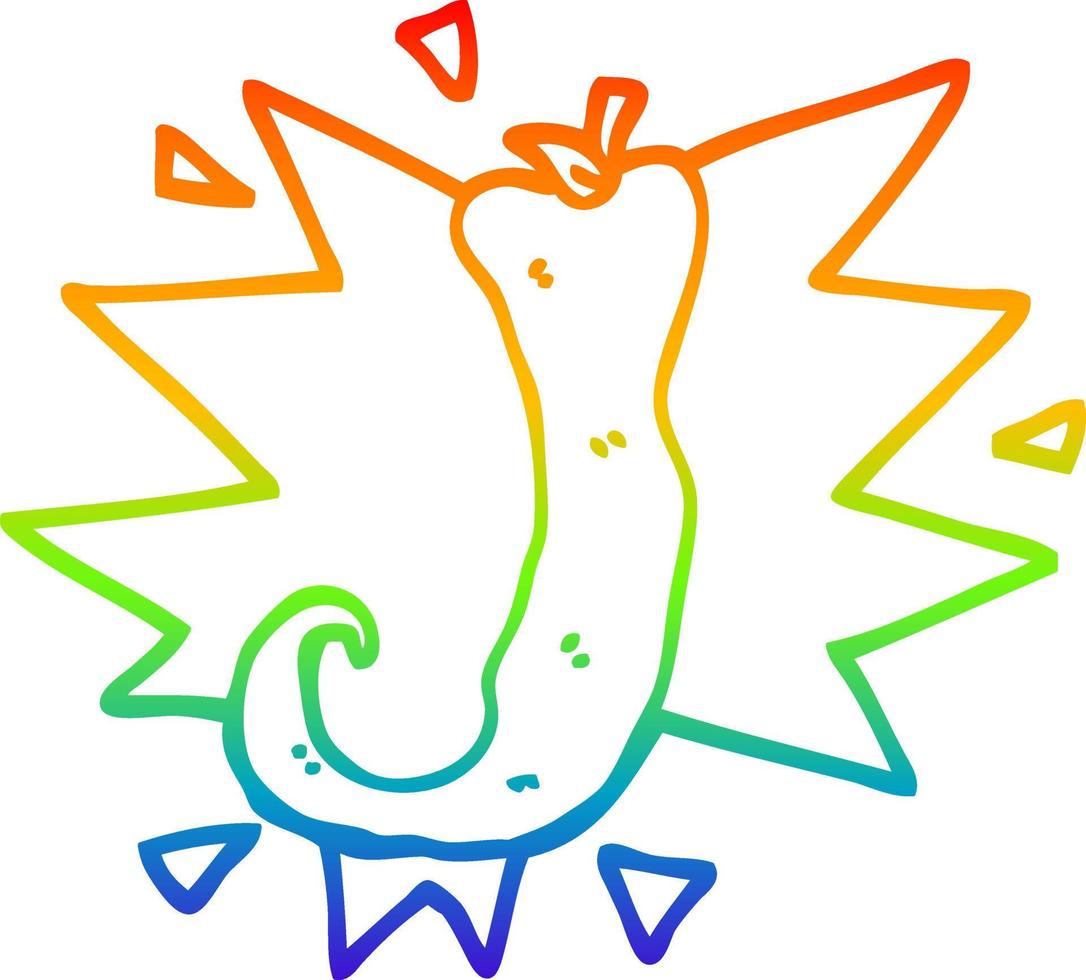 rainbow gradient line drawing cartoon red hot chili vector