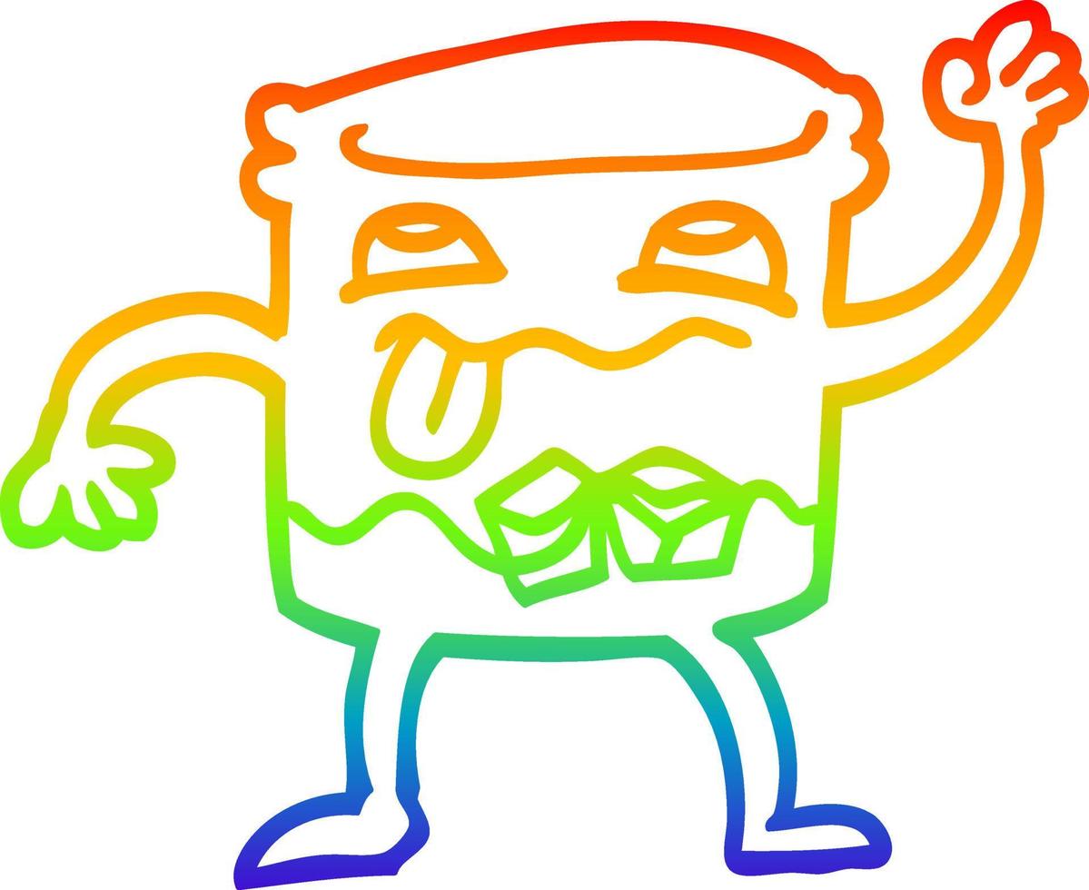 rainbow gradient line drawing cartoon whisky glass vector