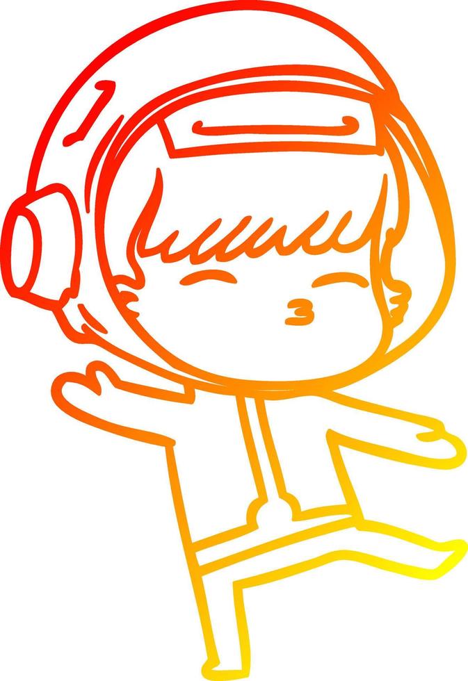 warm gradient line drawing cartoon curious astronaut vector