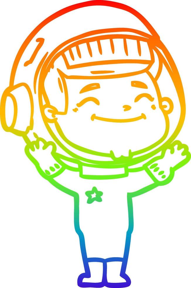 rainbow gradient line drawing happy cartoon astronaut vector