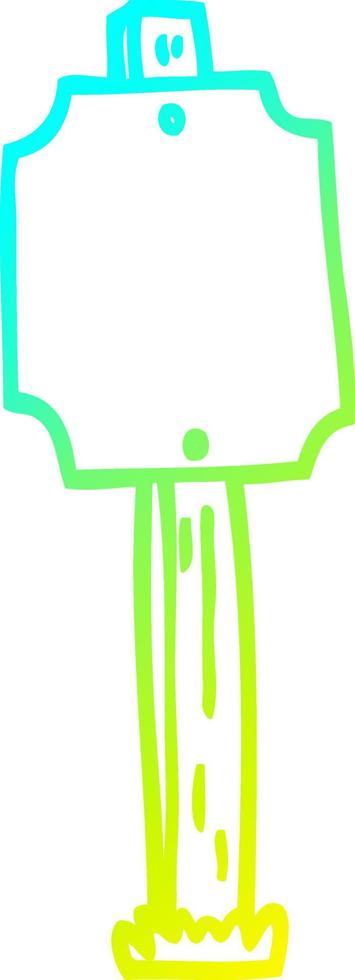cold gradient line drawing cartoon blank sign post vector