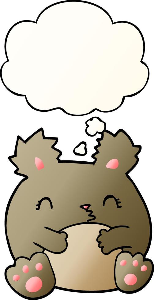 cartoon bear and thought bubble in smooth gradient style vector