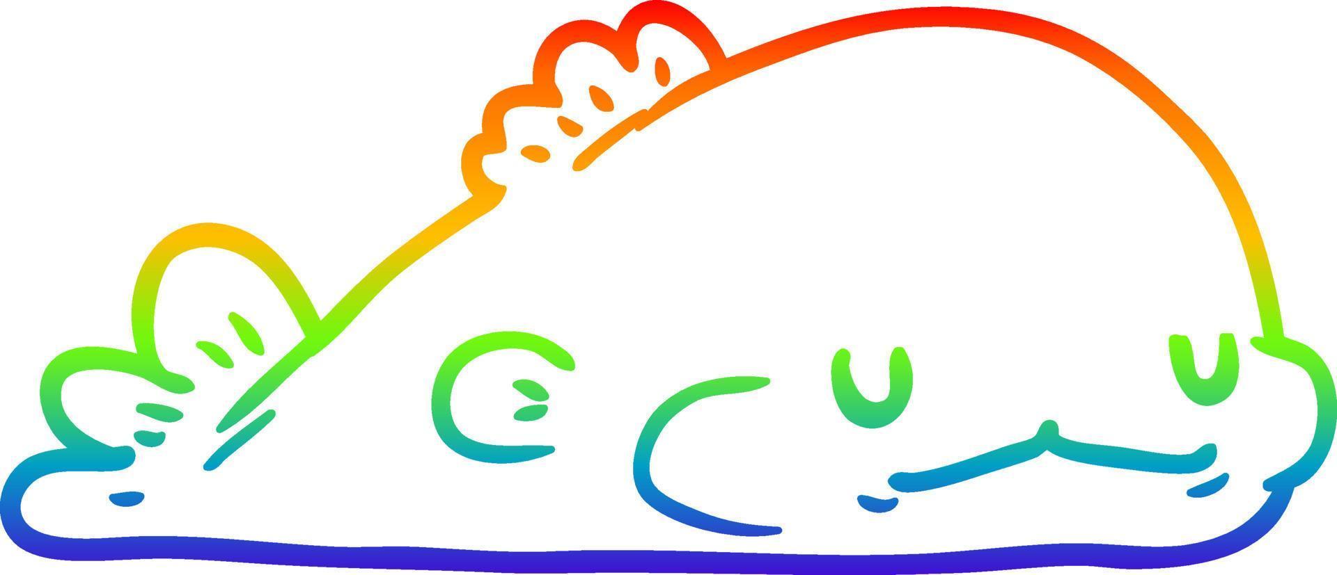 rainbow gradient line drawing cute fish vector