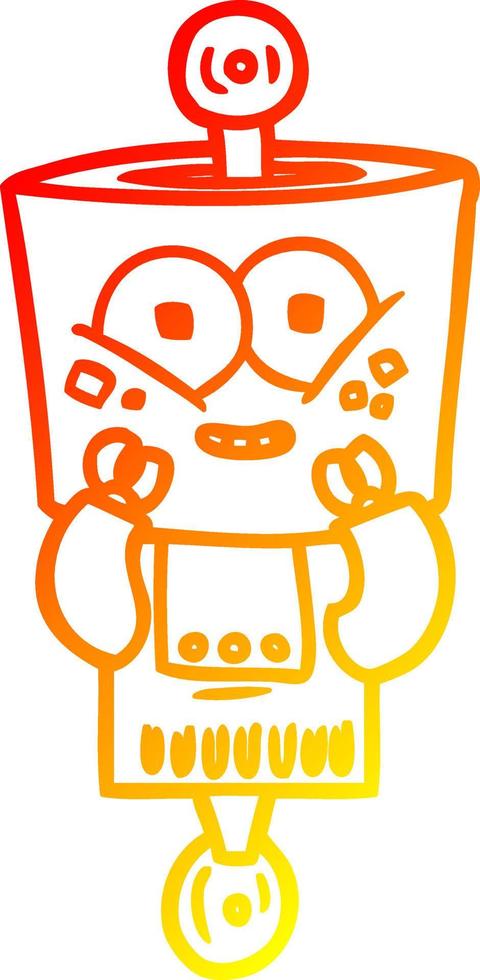 warm gradient line drawing happy cartoon robot vector