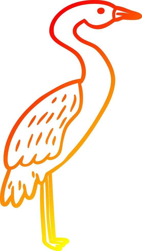 warm gradient line drawing Cartoon stork vector